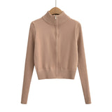 Women Sweater Knitwear Turtleneck Zipper Knitted Cardigan Coat Sweater