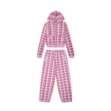 Ashley williams outfit: "i love me" set - heart print zip-up hoodie & casual sweatpants
