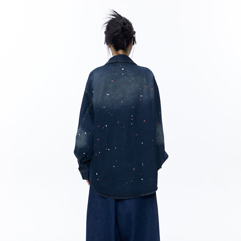 Unisex Jacket Autumn Mottled Dyed Loose Jeans