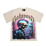 Hip-hop t shirts american skull short-sleeved t-shirt niche stylesense of designtrendy half-sleeved street topsloosetee