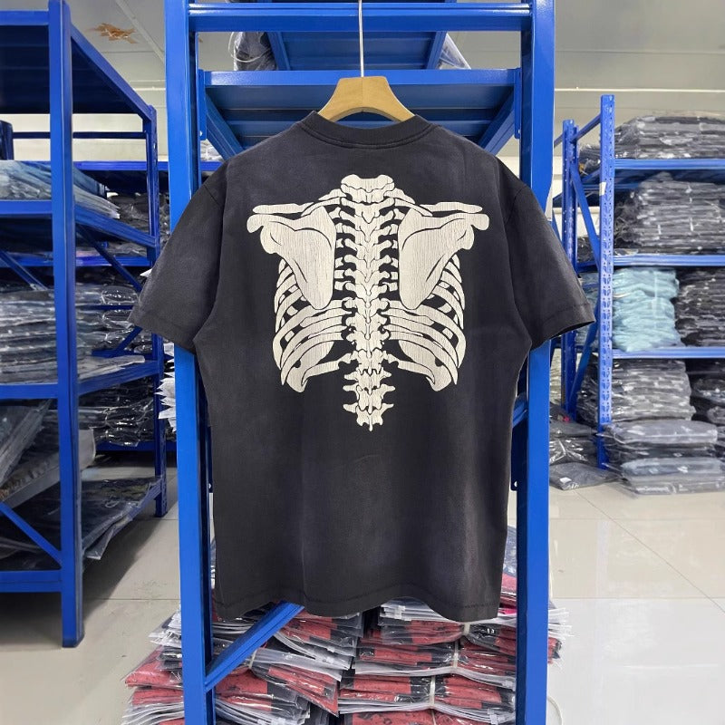 saint m t shirts s.m. skull skeleton graphic crewneck pullover short sleeve t-shirt