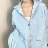 Women Knitwear Fall and Winter Lapels Sweater Coat Loose Knitted Cardigan