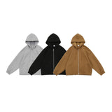 Unisex Jacket Relaxed-Fit Hoodie Top Coat Cotton Sweater Jacket