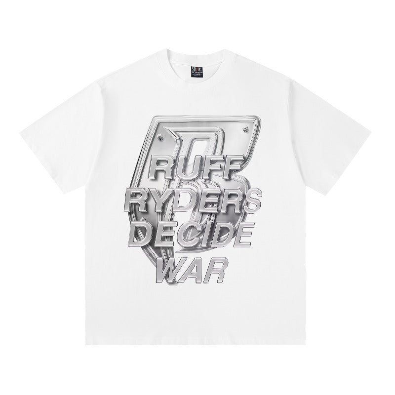 saint m t shirts s.m metallic letter graphic crew neck short sleeve tee