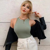 Women T-shirt Sexy Cold-Shoulder Sleeveless Jumpsuit