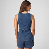 Women's pants - in stock - cross-border fashion - european & american style - trendy & casual - sleeveless - high waist - women's outfit - denim shorts - women's