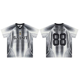 American badge number retro rugby jersey color block mesh breathable v neck short sleeve trendy t