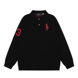 Rl ralph lauren pony casual loose knit wool sweater warm women's autumn/winter zip-up polo collar top couple