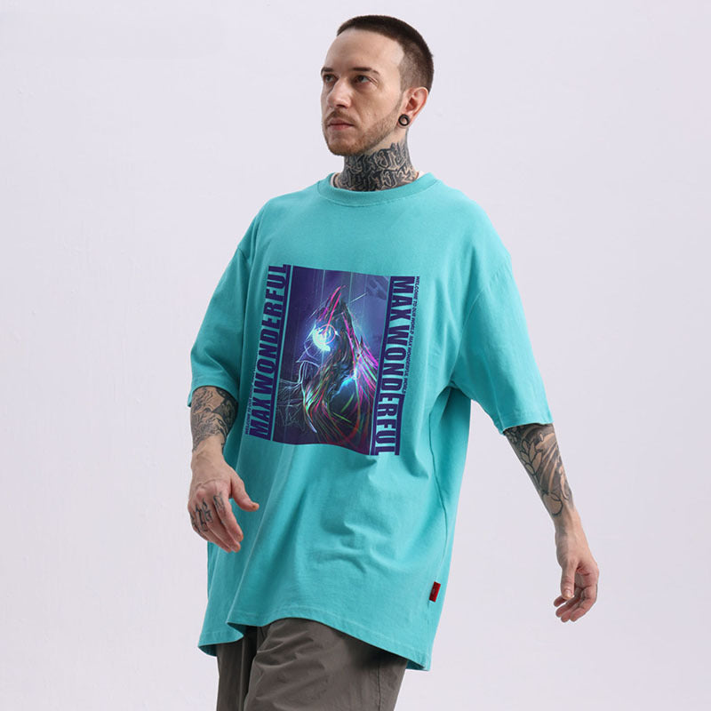 Men's T Shirt Printed Short-Sleeved T-shirt Men's and Women's Oversize round Neck Couple Half Sleeve T-shirt