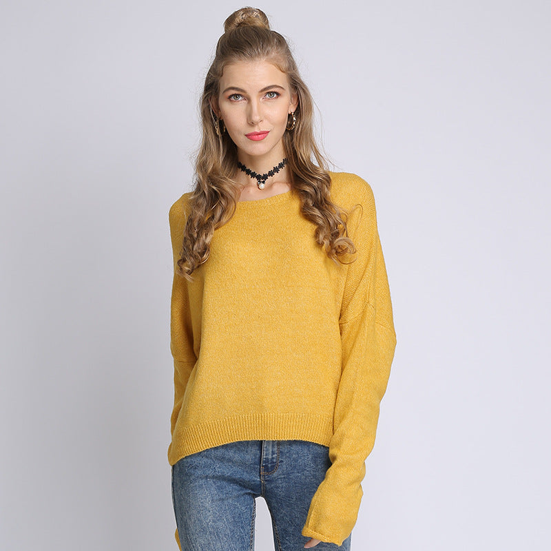 Women Knitwear Autumn round Neck Long Sleeve Loose Pullover Sweater