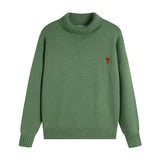 Ami araunriffall and wintertopspullover wool couplelong sleevesloose big heart high collar knitting shirt