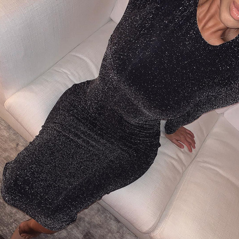 Women Dresses Summer Sexy round Neck Slim Fit Long Dress