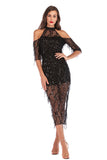 Women's Evening Gown Sexy off-Shoulder Nightclub Sequins Dress Summer