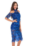 Women Evening Gown Summer Sexy off-the-Shoulder Nightclub Sequins Dress