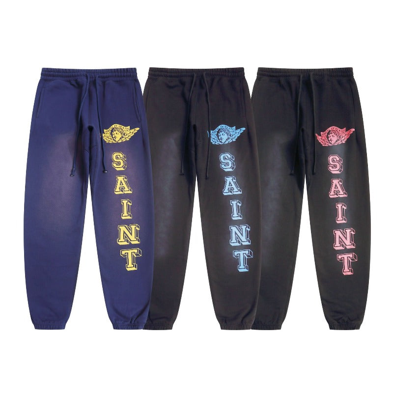 Saint m t pants s.m vintage angel letter casual trousers