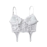 Women Tops Summer Lace Top with Narrow Straps Sexy Vest