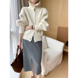 Women Knitted Cardigan Autumn and Winter Loose Vintage Sweater Cardigan Top