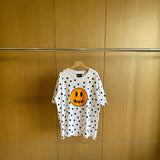 Drew house t shirt d@ew spotted smiley face pattern round neck pullover short sleeves