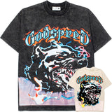 Hip-hop t-shirts - american high street wolf head print tee - vintage washed, distressed, relaxed fit short sleeve summer top