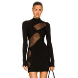 Women Dresses Long Sleeve Bandage Dress Ultra Short Dress (Ont0408)