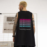 Men Vest Letter Print Vest Hip Hop Oversize Sleeveless T-shirt