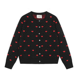 Ami arauneif full printed jacquard knitting round neck cardigansweet heartfall and winter sweateroutwear single breasted