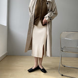 Women Knitted Skirt Slit Knitted Skirt