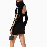 Women Dresses Sexy Party Dress Skirt Black Dress (Ont0408)