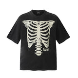 saint m t shirts s.m. skeleton letter graphic crew neck short sleeve pullover