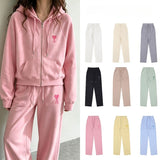 Ami aheoine heart embroidery macaron casual sweatpants - straight leg, drawstring elastic waist