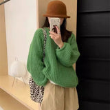 Women Knitted Pullover Autumn and Winter Loose round Neck Sweater Top