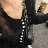 Women Knitted Cardigan Autumn and Winter Single-Breasted Loose-Fitting V-neck Long Sleeves Wool Sweater