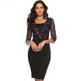 Women Evening Gown Sexy Lace Embroidery Sheath Dress