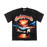 Hip-hop t-shirts: american retro distressed statue of liberty print, washed and ripped streetwear tee, hip-hop short sleeve t-shirt