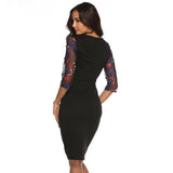 Women Evening Gown Sexy Lace Embroidery Sheath Dress