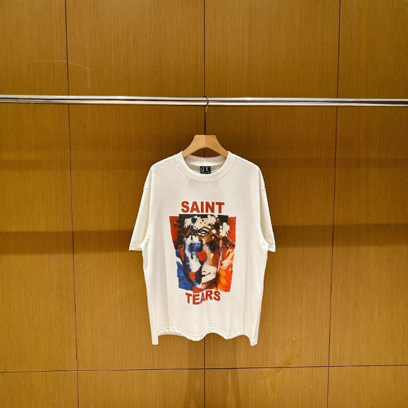 saint m t shirts s.m clown print crew neck pullover short sleeve top