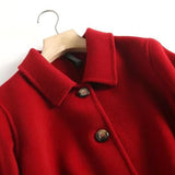 Women Woolen Coat Lapel Classic Style Woolen Blazer Autumn and Winter Loose Cardigan