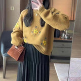 Women Knitwear Autumn and Winter Embroidery Knitwear Loose Sweater