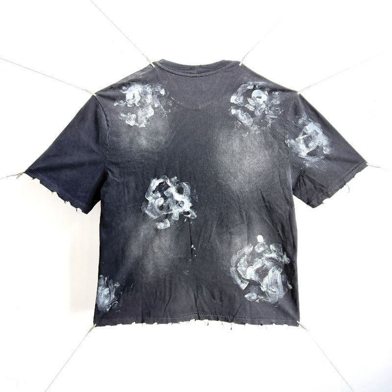 saint m t shirts s.m street style hand-painted graffiti crew neck pullover short sleeve t-shirt