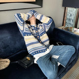 Women Knitted Cardigan Coat Cardigan Loose round Neck Single-Breasted Sweater