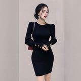 Women Maxi Dress Fall/Winter Puff Sleeve Dress