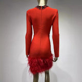 Women Dresses Bandage Dress Sexy Rhinestones Cutout Party Dress (Ont0408)