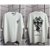 Ch hip-hop t shirts ch short sleeve cross loose casual pure cotton embroider heavy weight short sleeve men