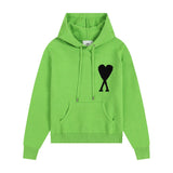 Heavy weight! ami arauneif wool hooded sweatshirt heartembroidersweaterlong sleevessweatshirtloose