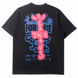 Hip-hop t-shirts: american high street spring/summer short-sleeve, personalized letter print, loose fit, casual sports t-shirt