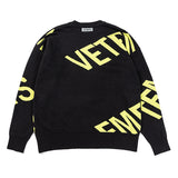 Vetements Hoodie Autumn and Winter Embroidery Sweater Loose round Neck Sweater