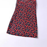 Women Dresses Summer Vintage Cherry Print V-neck Sleeveless Vest Dress (Xds0414)