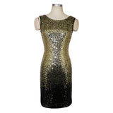 Women's Evening Gown Summer Sexy Sleeveless round Neck Backless Mini Sequins Dress