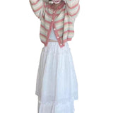 Women Knitwear Autumn and Winter Striped Lapel Sweater Loose Knitted Cardigan