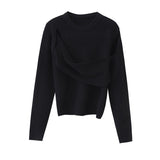 Women Sweater Knitwear off-Shoulder Sweater Autumn Irregular Thickened Knitting Top